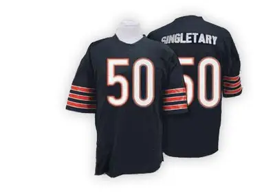 Men's Authentic Mike Singletary Chicago Bears Blue Team Color With Big Number Throwback Jersey