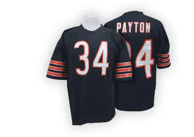 Men's Authentic Walter Payton Chicago Bears Blue Team Color Big Number With Bear Patch Throwback Jersey