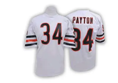 Men's Authentic Walter Payton Chicago Bears White Big Number With Bear Patch Throwback Jersey