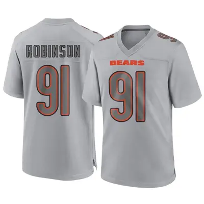 Men's Game Dominique Robinson Chicago Bears Gray Atmosphere Fashion Jersey
