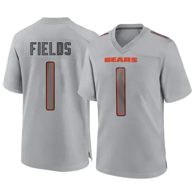 Men's Game Justin Fields Chicago Bears Gray Atmosphere Fashion Jersey