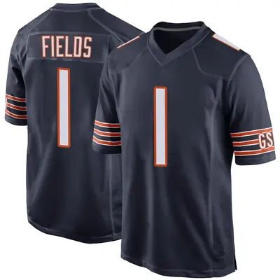 Men's Game Justin Fields Chicago Bears Navy Team Color Jersey