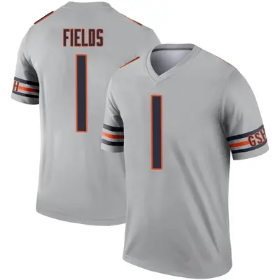 Men's Legend Justin Fields Chicago Bears Inverted Silver Jersey