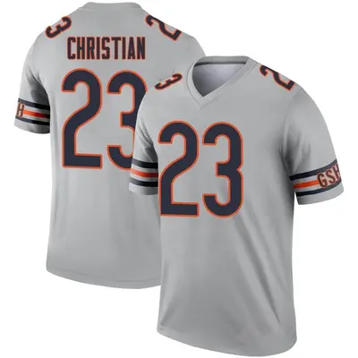 Men's Legend Marqui Christian Chicago Bears Inverted Silver Jersey