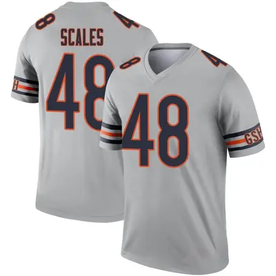 Men's Legend Patrick Scales Chicago Bears Inverted Silver Jersey