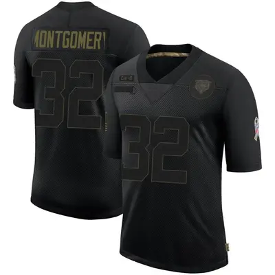 Men's Limited David Montgomery Chicago Bears Black 2020 Salute To Service Jersey