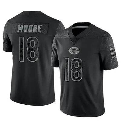 Men's Limited David Moore Chicago Bears Black Reflective Jersey