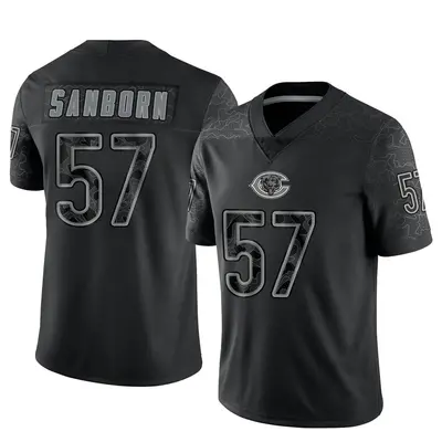 Men's Limited Jack Sanborn Chicago Bears Black Reflective Jersey