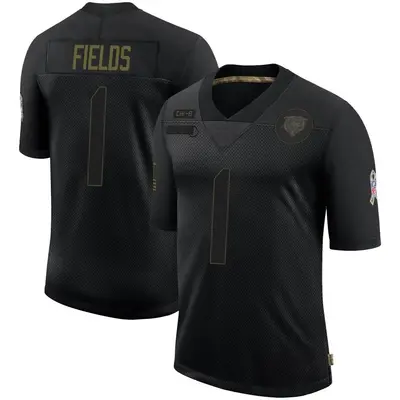 Men's Limited Justin Fields Chicago Bears Black 2020 Salute To Service Jersey
