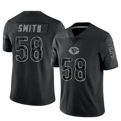 Men's Limited Roquan Smith Chicago Bears Black Reflective Jersey