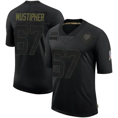 Men's Limited Sam Mustipher Chicago Bears Black 2020 Salute To Service Jersey