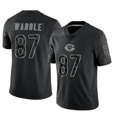 Men's Limited Tom Waddle Chicago Bears Black Reflective Jersey
