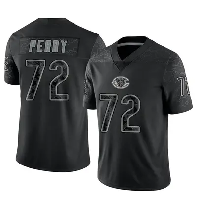 Men's Limited William Perry Chicago Bears Black Reflective Jersey