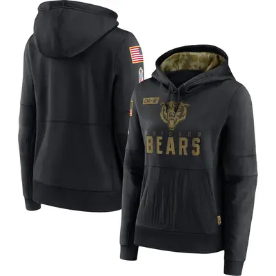 Women's Chicago Bears Black 2020 Salute to Service Performance Pullover Hoodie