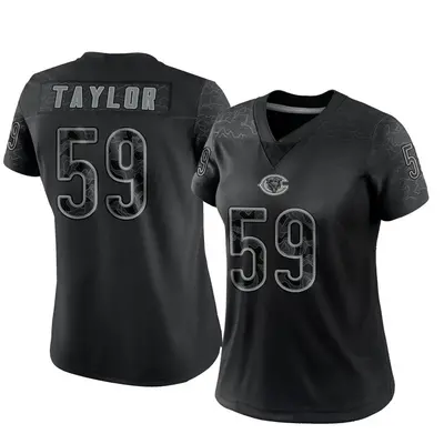 Women's Limited Carson Taylor Chicago Bears Black Reflective Jersey