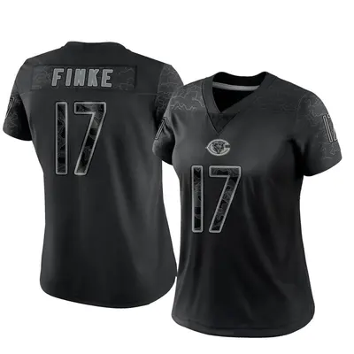 Women's Limited Chris Finke Chicago Bears Black Reflective Jersey