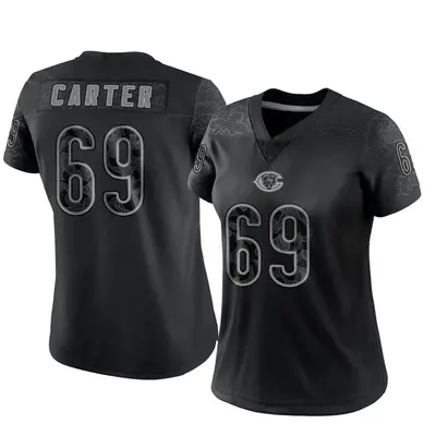 Women's Limited Ja'Tyre Carter Chicago Bears Black Reflective Jersey