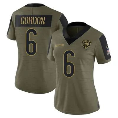 Women's Limited Kyler Gordon Chicago Bears Olive 2021 Salute To Service Jersey