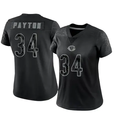 Women's Limited Walter Payton Chicago Bears Black Reflective Jersey