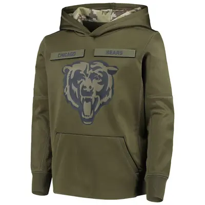 Youth Chicago Bears Green 2018 Salute to Service Pullover Performance Hoodie