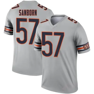 Youth Legend Jack Sanborn Chicago Bears Inverted Silver Jersey
